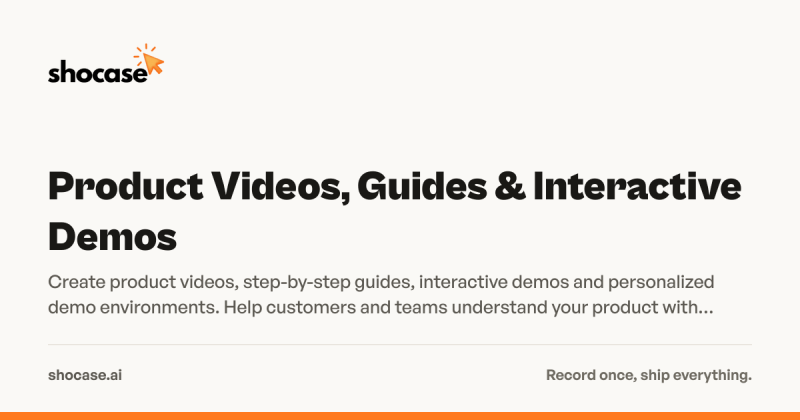Shocase homepage screenshot, video AI tool