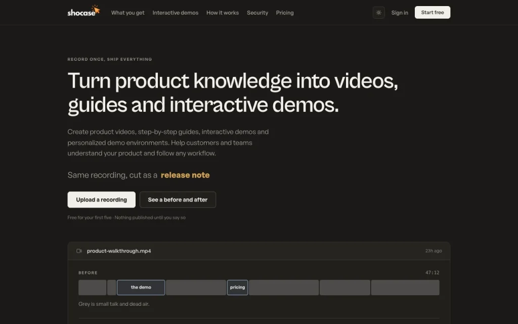 Shocase Startseite – Screenshot des KI-Tools video, Oct 1, 2026