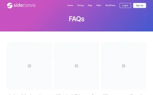 Sideconvo FAQ page — screenshot of the chat assistants AI tool, 2026-10-02