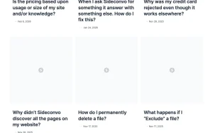 Sideconvo FAQ page — screenshot of the chat assistants AI tool, 2026-10-02