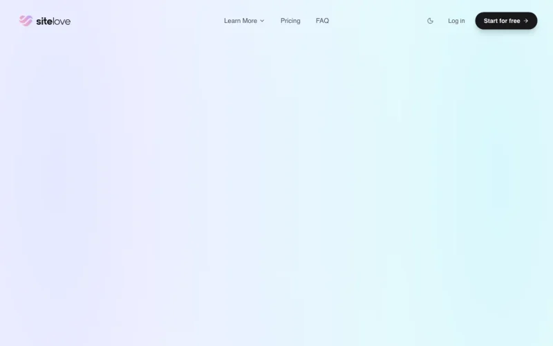 Captura de la página de inicio de SiteLove, herramienta de IA productividad y escritura