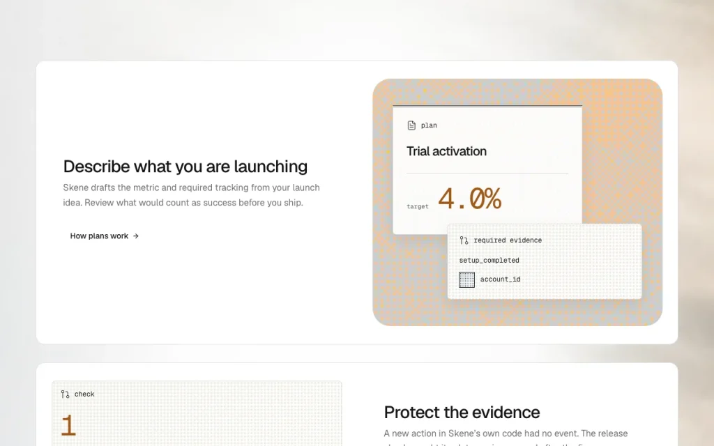 Skene homepage — screenshot of the productivity & writing AI tool, Oct 2, 2026