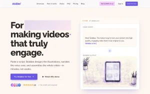 Skiddee homepage — screenshot of the video AI tool, 2026-10-02