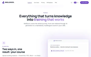 SkillDuck features page — screenshot of the productivity & writing AI tool, 2026-10-02
