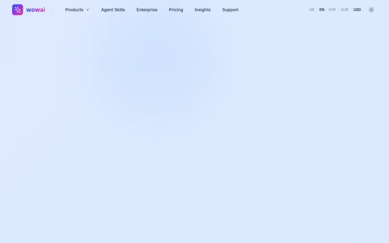 Captura de la página de inicio de SkillsConverter (by wowai), herramienta de IA productividad y escritura