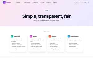 SkillsConverter (by wowai) pricing page with plans and prices — screenshot of the productivity & writing AI tool, 2026-10-02