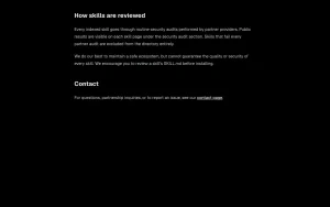 Skills.sh about page — screenshot of the coding AI tool, 2026-10-02
