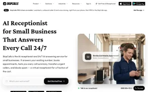 SkipCalls homepage — screenshot of the productivity & writing AI tool, 2026-10-02