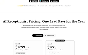 SkipCalls pricing page with plans and prices — screenshot of the productivity & writing AI tool, 2026-10-02