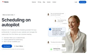 SkipUp homepage — screenshot of the productivity & writing AI tool, 2026-10-02