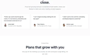 SkipUp pricing page with plans and prices — screenshot of the productivity & writing AI tool, 2026-10-02