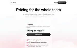 Skygen pricing page with plans and prices — screenshot of the productivity & writing AI tool, 2026-10-02