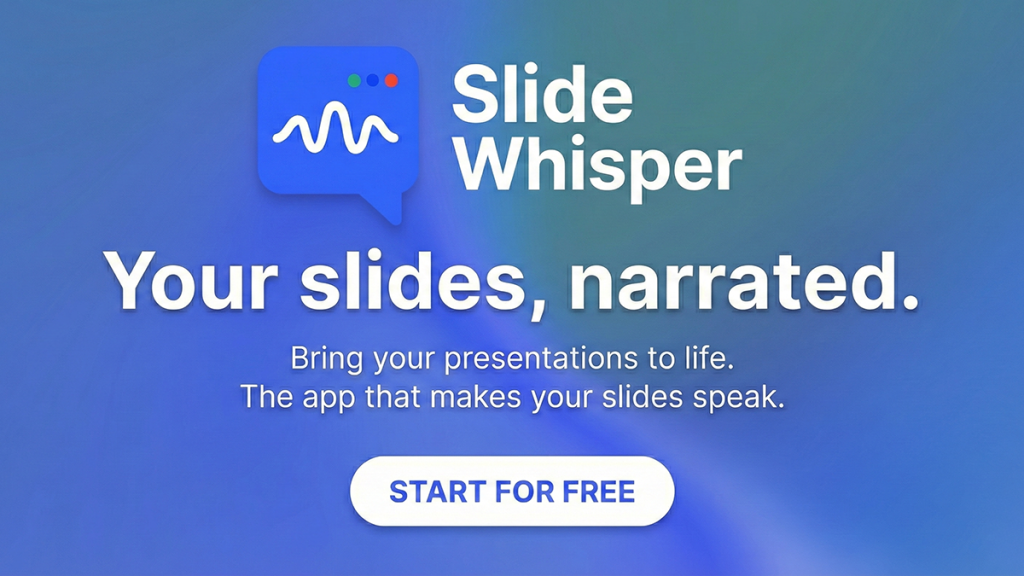 Capture d'écran de la page d'accueil de SlideWhisper, outil d'IA productivité et rédaction