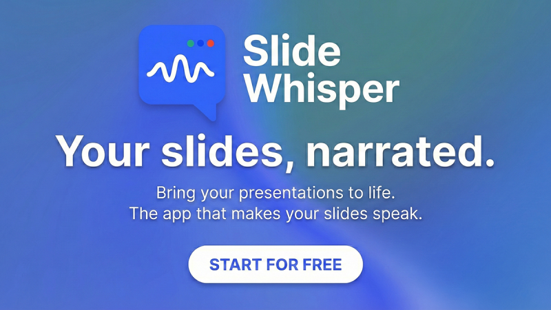 Captura de la página de inicio de SlideWhisper, herramienta de IA productividad y escritura