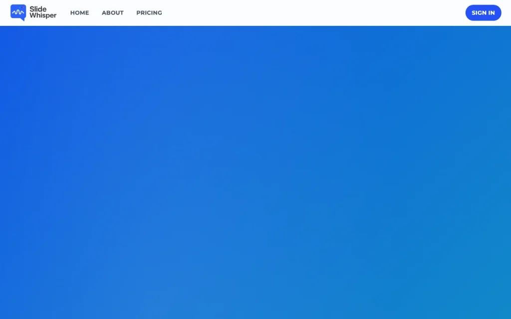 SlideWhisper Startseite – Screenshot des KI-Tools produktivität & schreiben, Oct 2, 2026