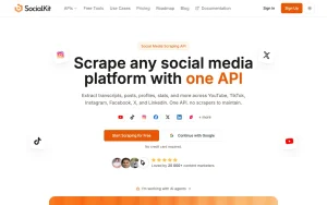SocialKit homepage — screenshot of the coding AI tool, 2026-10-02
