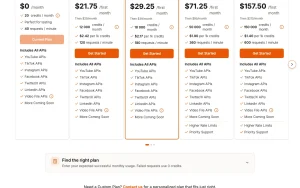 SocialKit pricing page with plans and prices — screenshot of the coding AI tool, 2026-10-02