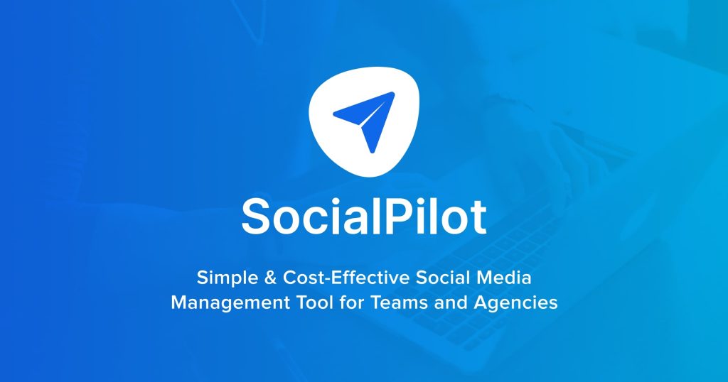 Capture d'écran de la page d'accueil de SocialPilot, outil d'IA productivité et rédaction