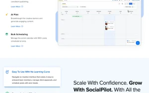 SocialPilot homepage page homepage screenshot, productivity & writing AI tool