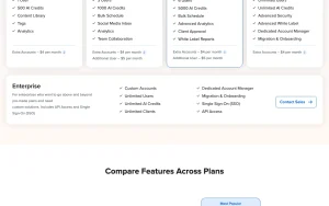 SocialPilot pricing page homepage screenshot, productivity & writing AI tool