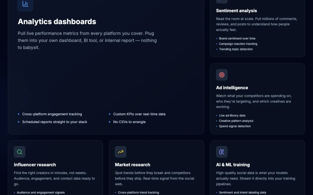 SociaVault homepage — screenshot of the research & search AI tool, Oct 2, 2026