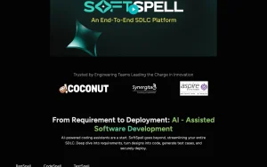 SoftSpell (formerly CodeSpell) homepage page homepage screenshot, coding AI tool