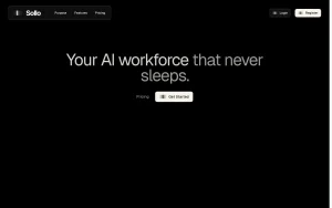Sollo homepage — screenshot of the productivity & writing AI tool, 2026-10-02