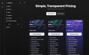 Sparks AI pricing page with plans and prices — screenshot of the chat assistants AI tool, 2026-10-02