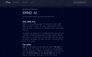 SRND AI about page — screenshot of the productivity & writing AI tool, 2026-10-02