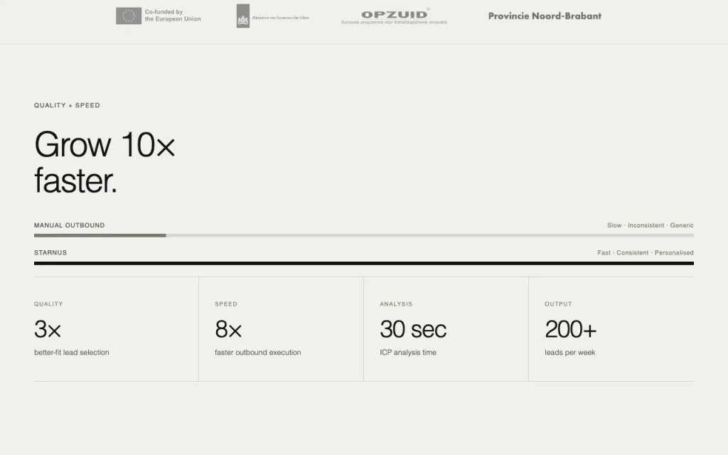 Starnus homepage — screenshot of the productivity & writing AI tool, Oct 1, 2026