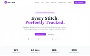 StitchDesk homepage page homepage screenshot, productivity & writing AI tool