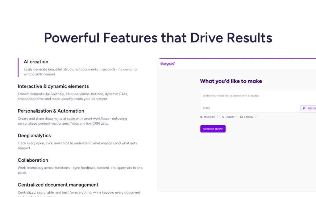 Storydoc homepage — screenshot of the productivity & writing AI tool, Oct 2, 2026