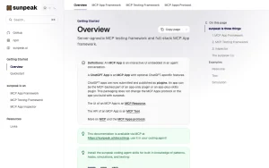 sunpeak documentation — screenshot of the coding AI tool, 2026-10-02