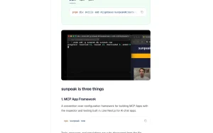 sunpeak documentation — screenshot of the coding AI tool, 2026-10-02