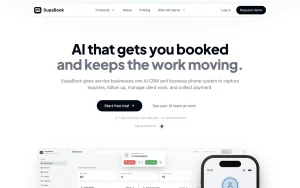 SupaBook homepage — screenshot of the productivity & writing AI tool, 2026-10-02