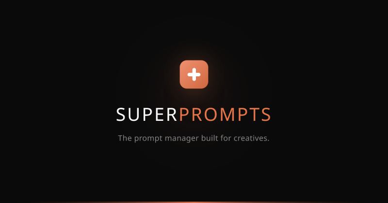Captura de la página de inicio de Super Prompts, herramienta de IA productividad y escritura