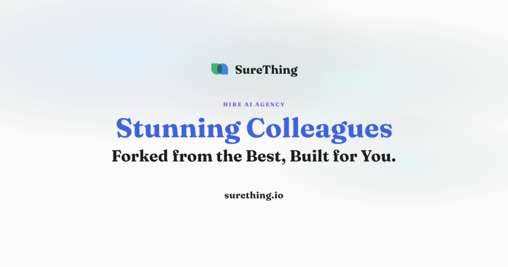 Captura de la página de inicio de SureThing, herramienta de IA productividad y escritura