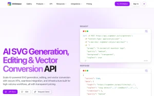 SVGMaker API documentation — screenshot of the image generation AI tool, 2026-10-02
