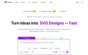 SVGMaker homepage — screenshot of the image generation AI tool, 2026-10-02