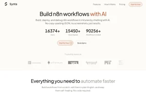 Synta homepage — screenshot of the productivity & writing AI tool, 2026-10-02