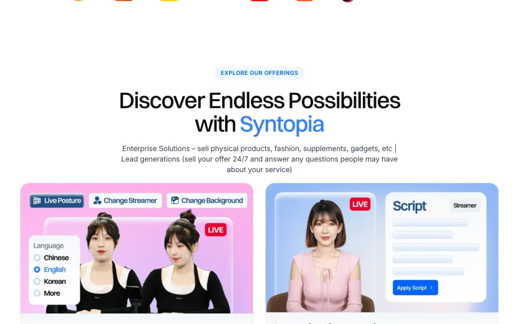SYNTOPIA homepage — screenshot of the productivity & writing AI tool, Oct 2, 2026