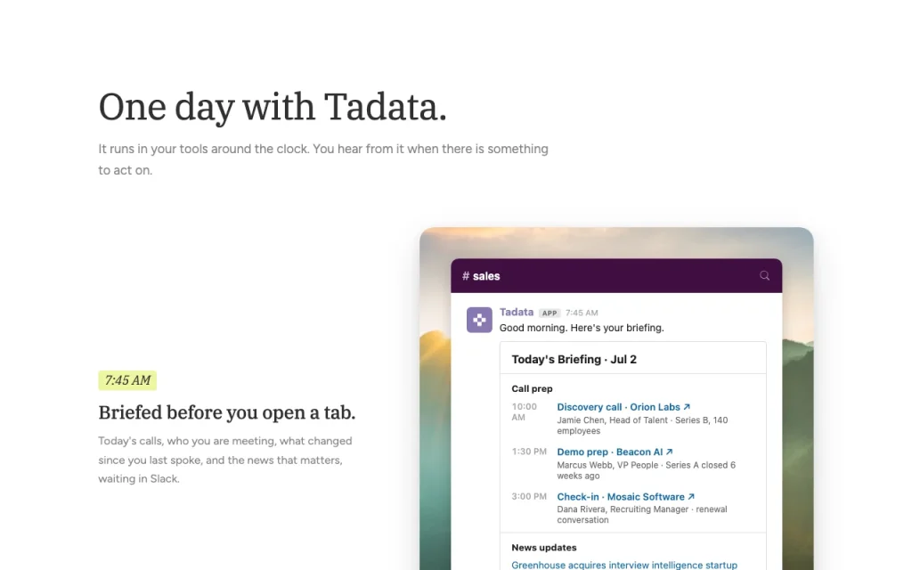 Tadata page d'accueil — capture d'écran de l'outil d'IA productivité et rédaction, Oct 2, 2026