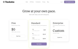 Tadata pricing page with plans and prices — screenshot of the productivity & writing AI tool, 2026-10-02
