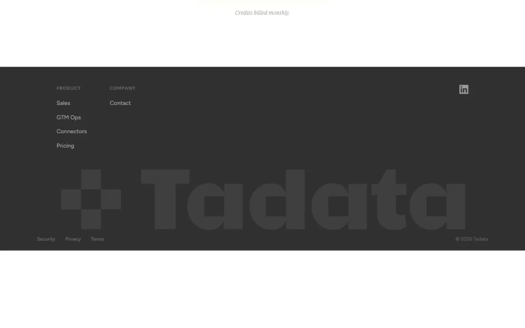 Tadata page de tarifs avec offres et prix — capture d'écran de l'outil d'IA productivité et rédaction, Oct 2, 2026