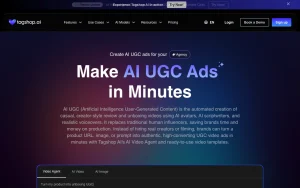 Tagshop AI homepage page homepage screenshot, video AI tool