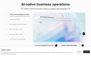 Teable homepage — screenshot of the productivity & writing AI tool, 2026-10-01