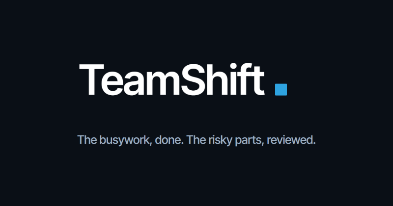 TeamShift Startseite, Screenshot, KI-Tool produktivität & schreiben