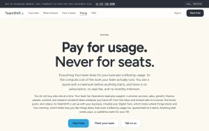TeamShift pricing page with plans and prices — screenshot of the productivity & writing AI tool, 2026-10-02