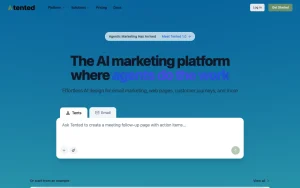 Tented homepage — screenshot of the productivity & writing AI tool, 2026-10-02