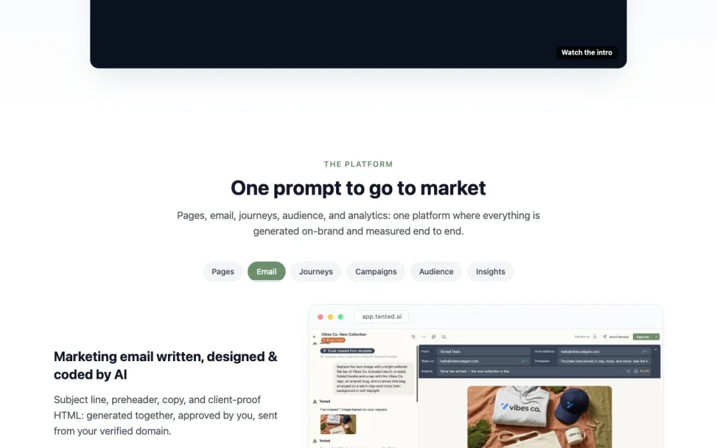 Tented homepage — screenshot of the productivity & writing AI tool, Oct 2, 2026